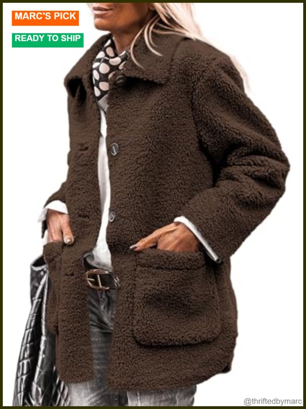 Women's Faux Fur Sherpa Coat Winter Jacket Fuzzy Teddy